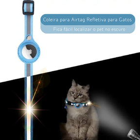 Colar Refletivo com Case para AirTag e Sino – Segurança e Rastreamento para Gatos e Cães Pequenos