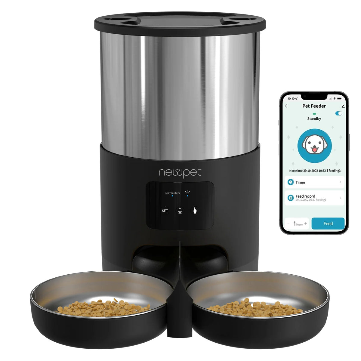 Alimentador Automático para Cães e Gatos – Newpet Voice 5L
