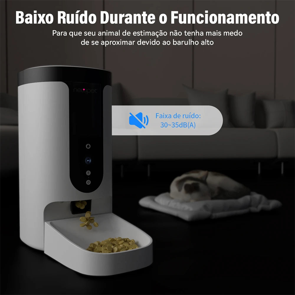 Alimentador Automático com Câmera para Cães e Gatos – Newpet 4L com Wi-Fi e Controle por App