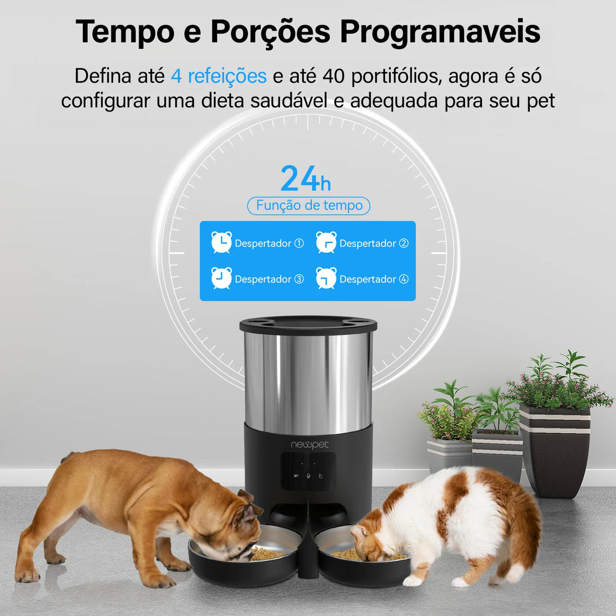 Alimentador Automático para Cães e Gatos – Newpet Voice 5L