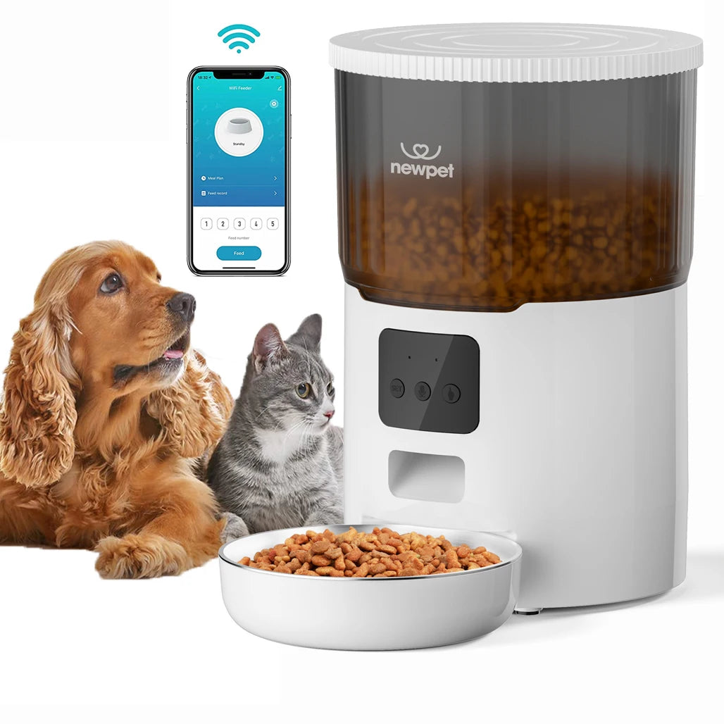 Comedouro Automático 4L para Cães e Gatos – Newpet Voice com Controle por Voz e Alimentação Programada