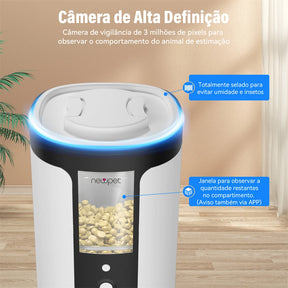 Alimentador Automático com Câmera para Cães e Gatos – Newpet 4L com Wi-Fi e Controle por App