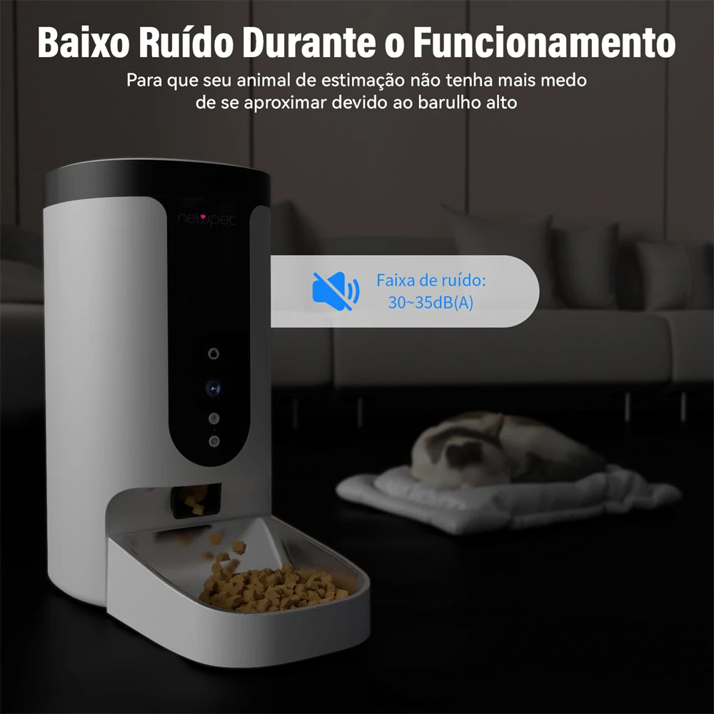 Alimentador Automático com Câmera para Cães e Gatos – Newpet 4L com Wi-Fi e Controle por App