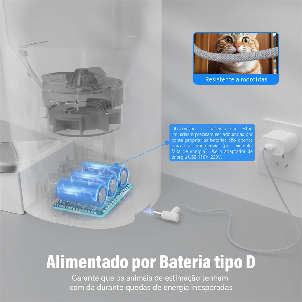 Alimentador Automático com Câmera para Cães e Gatos – Newpet 4L com Wi-Fi e Controle por App