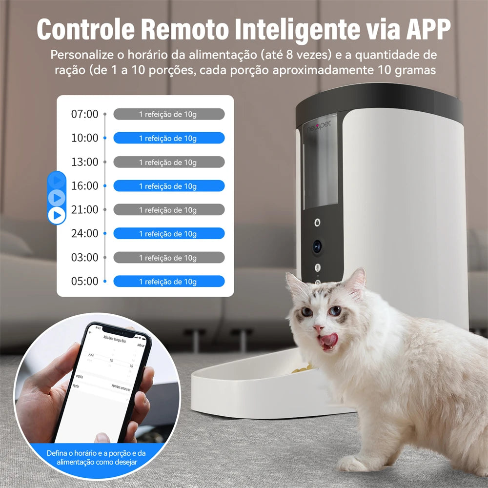 Alimentador Automático com Câmera para Cães e Gatos – Newpet 4L com Wi-Fi e Controle por App